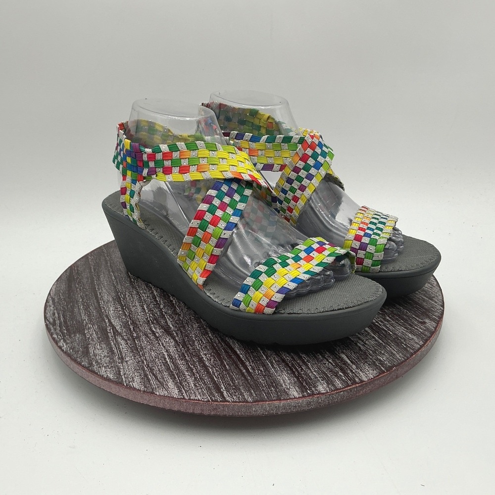 Steven by Steve Madden Sandals Womens 9.5 Bingoo Rainbow Woven Wedge Platform